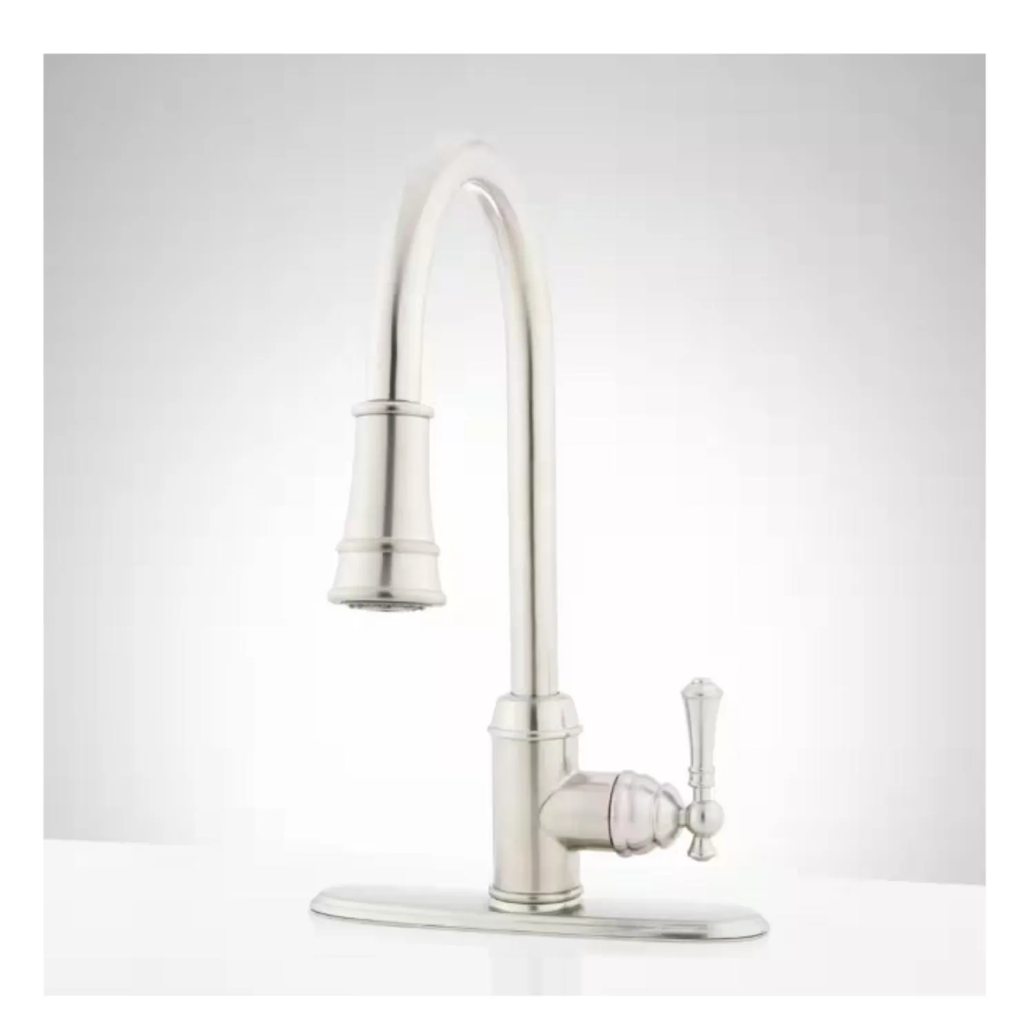 448172 Amberley Single Handle Pull Down Kitchen Faucet in Stainless Steel 16.94 in