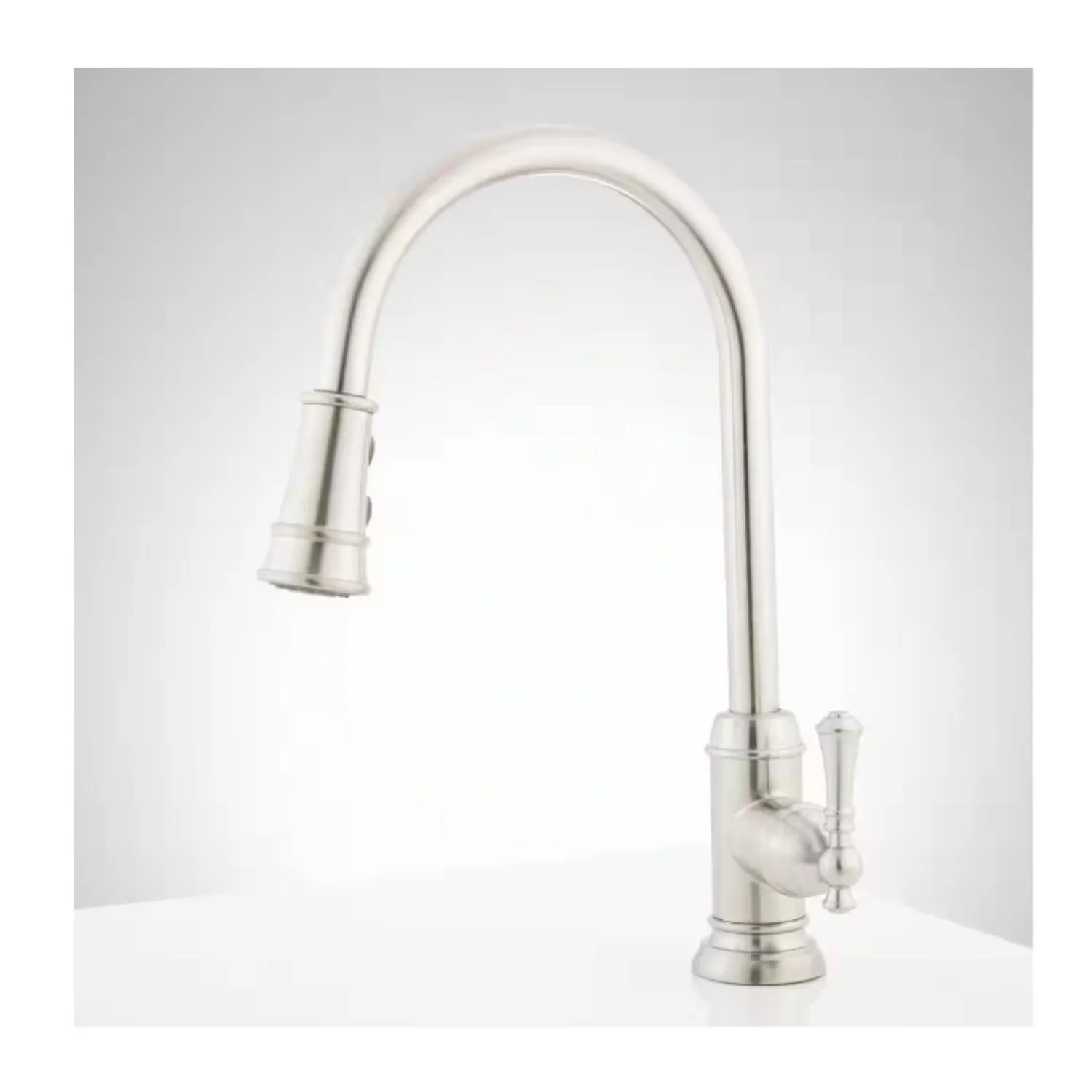 448172 Amberley Single Handle Pull Down Kitchen Faucet in Stainless Steel 16.94 in