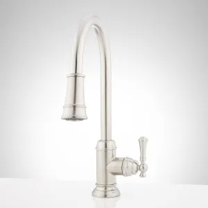 448172 Amberley Single Handle Pull Down Kitchen Faucet in Stainless Steel 16.94 in