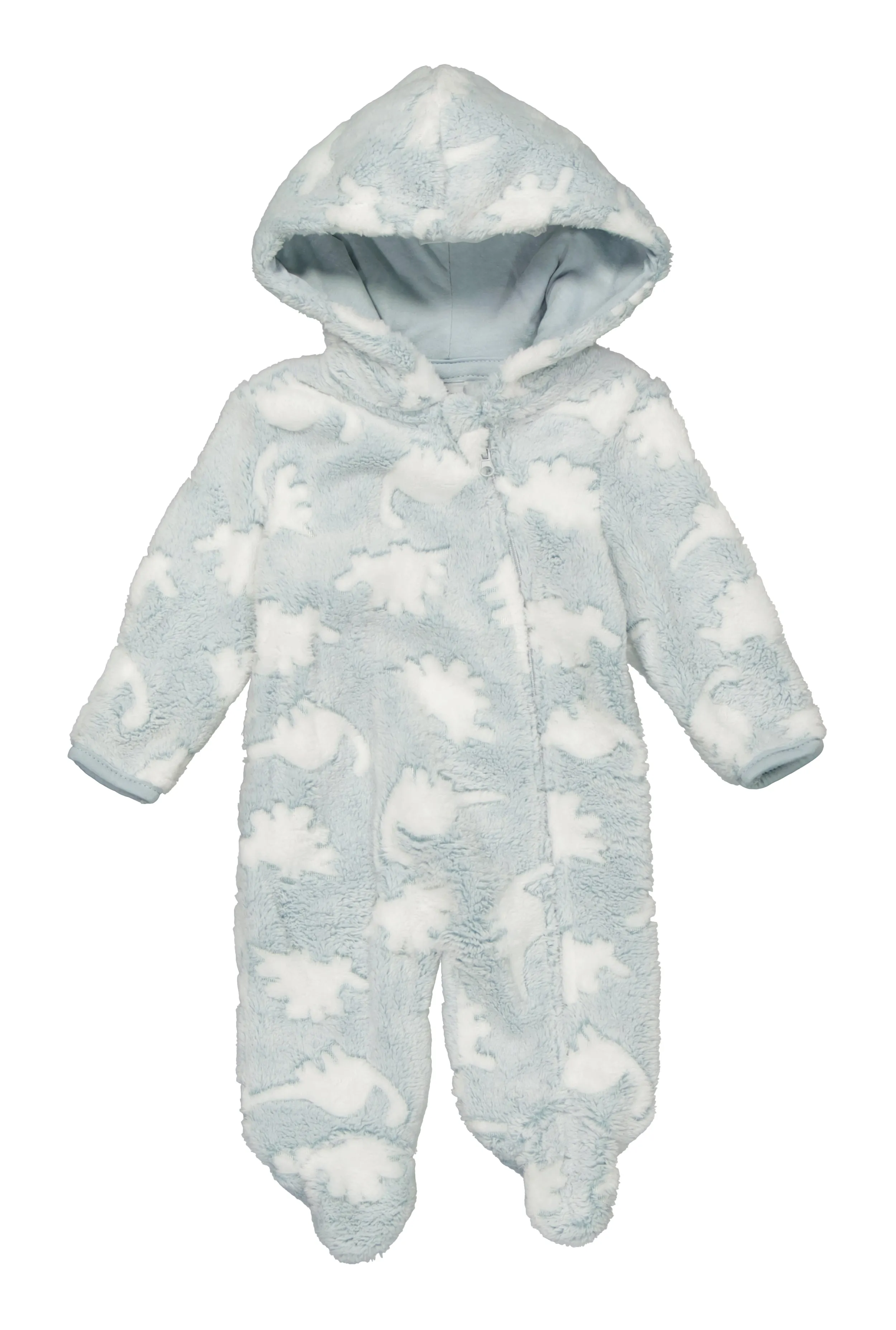 Baby Boys 0-9M Dino Print Hooded Footed Jumpsuit