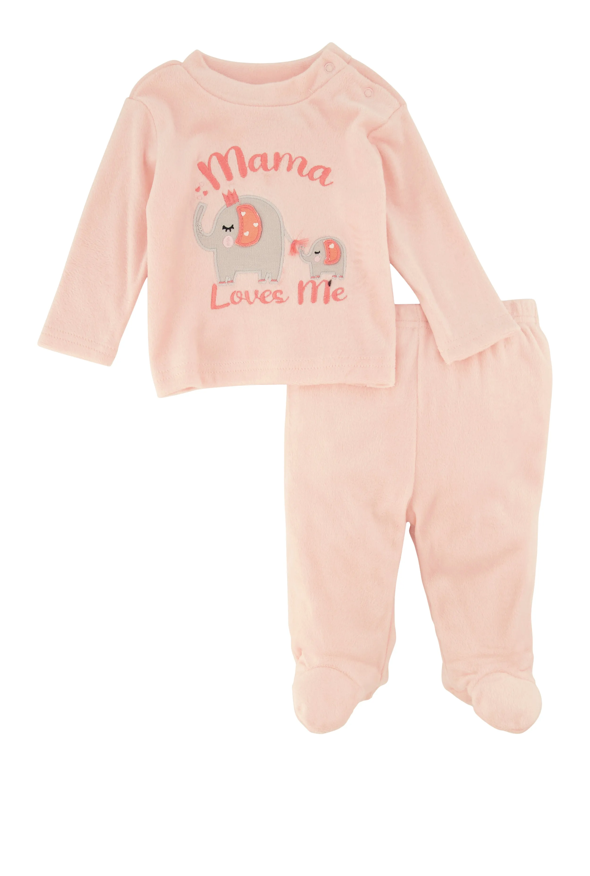Baby Girls 0-9M Mama Loves Me Sweatshirt and Footed Pants