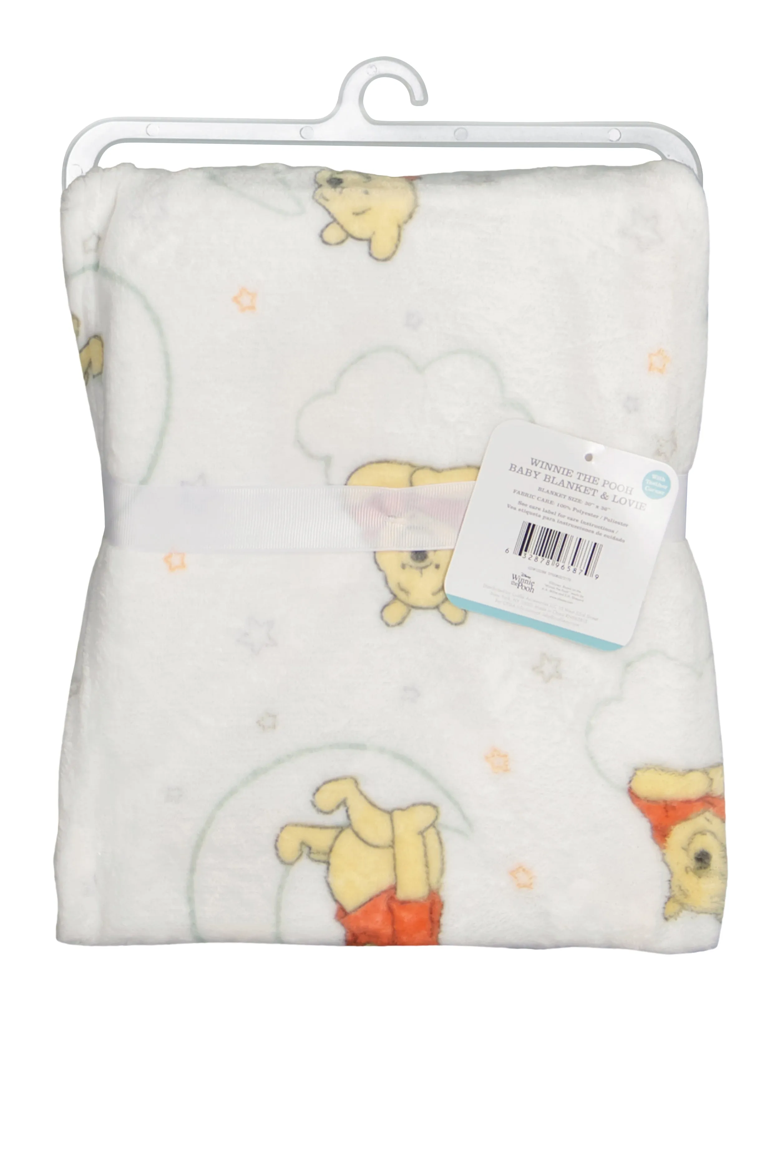 Baby Winnie The Pooh Plush Blanket with Teething Lovey