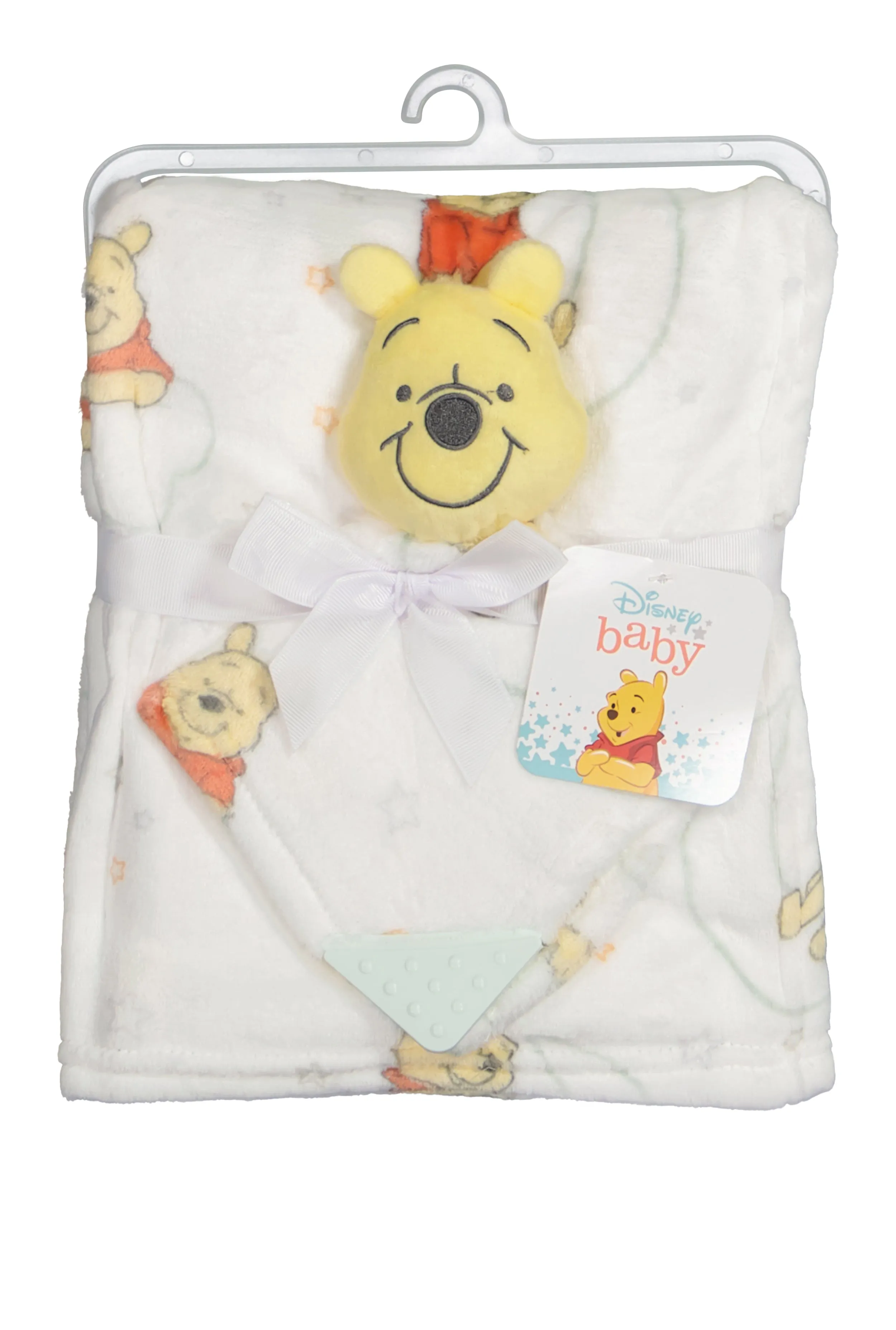 Baby Winnie The Pooh Plush Blanket with Teething Lovey