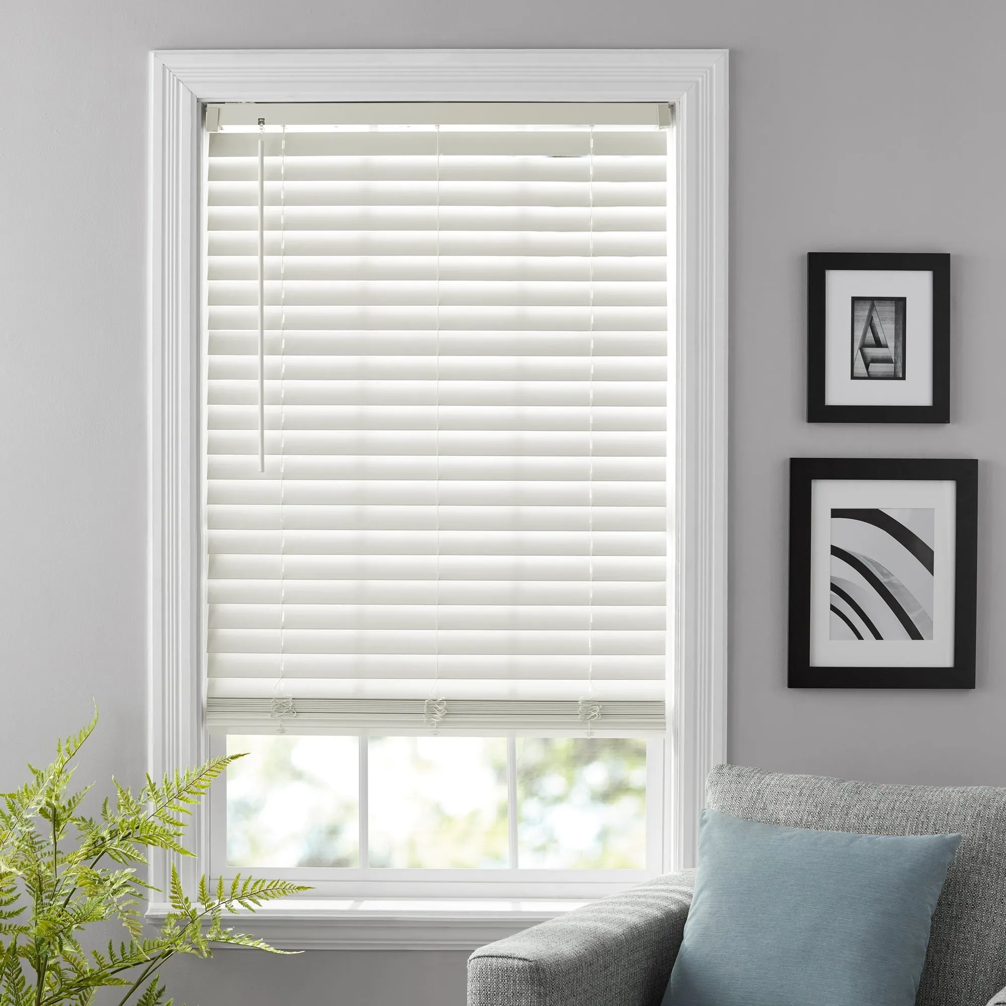 Better Homes & Gardens BH47-064-099-24 2" Cordless Faux Wood Horizontal Blinds, Antique White, 29" W x 64" L