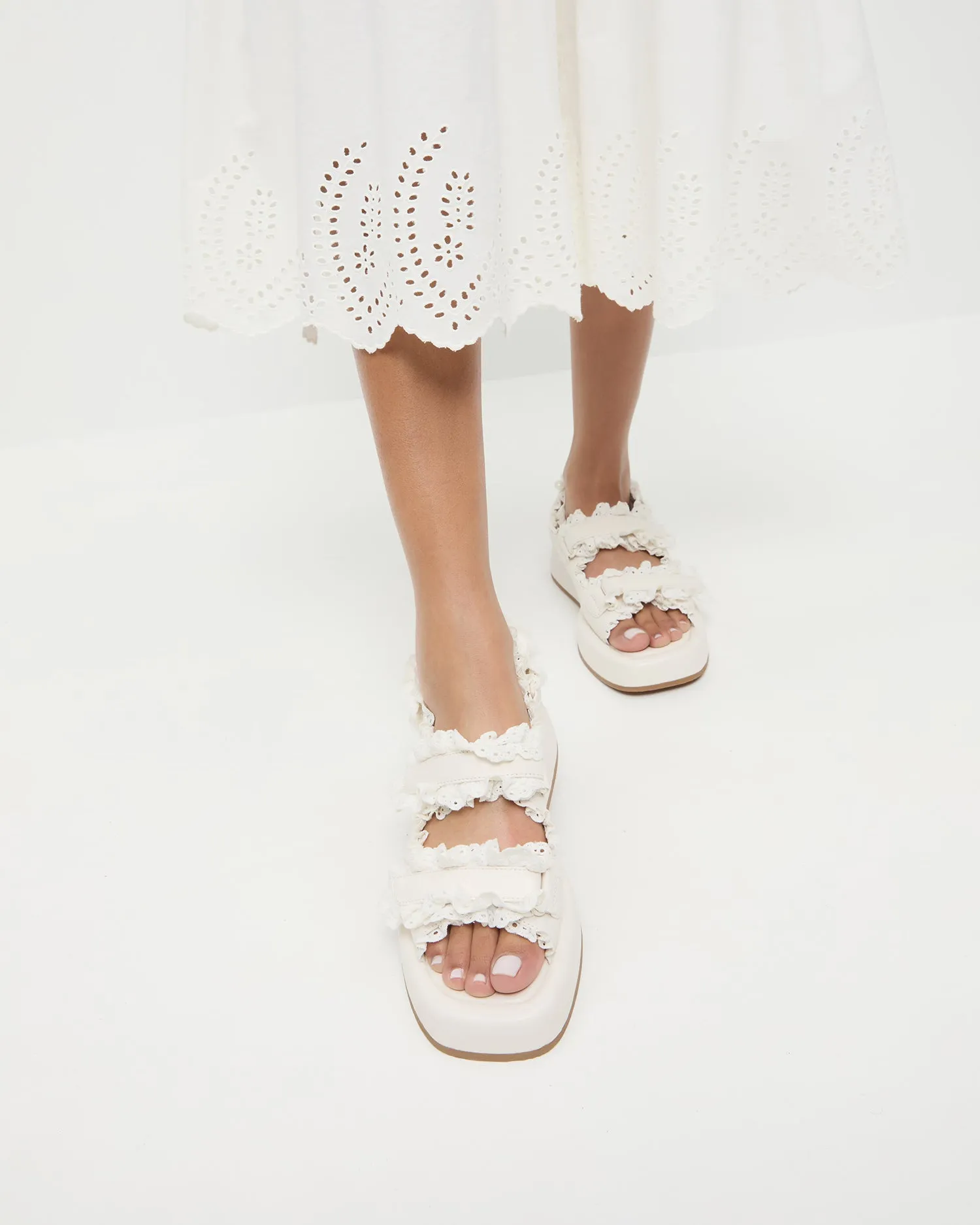 Blaise White Leather Platform Sandal