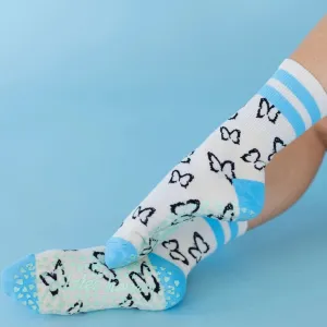 Blue Flutter Dream - Crew Grip Sock (Barre / Pilates)
