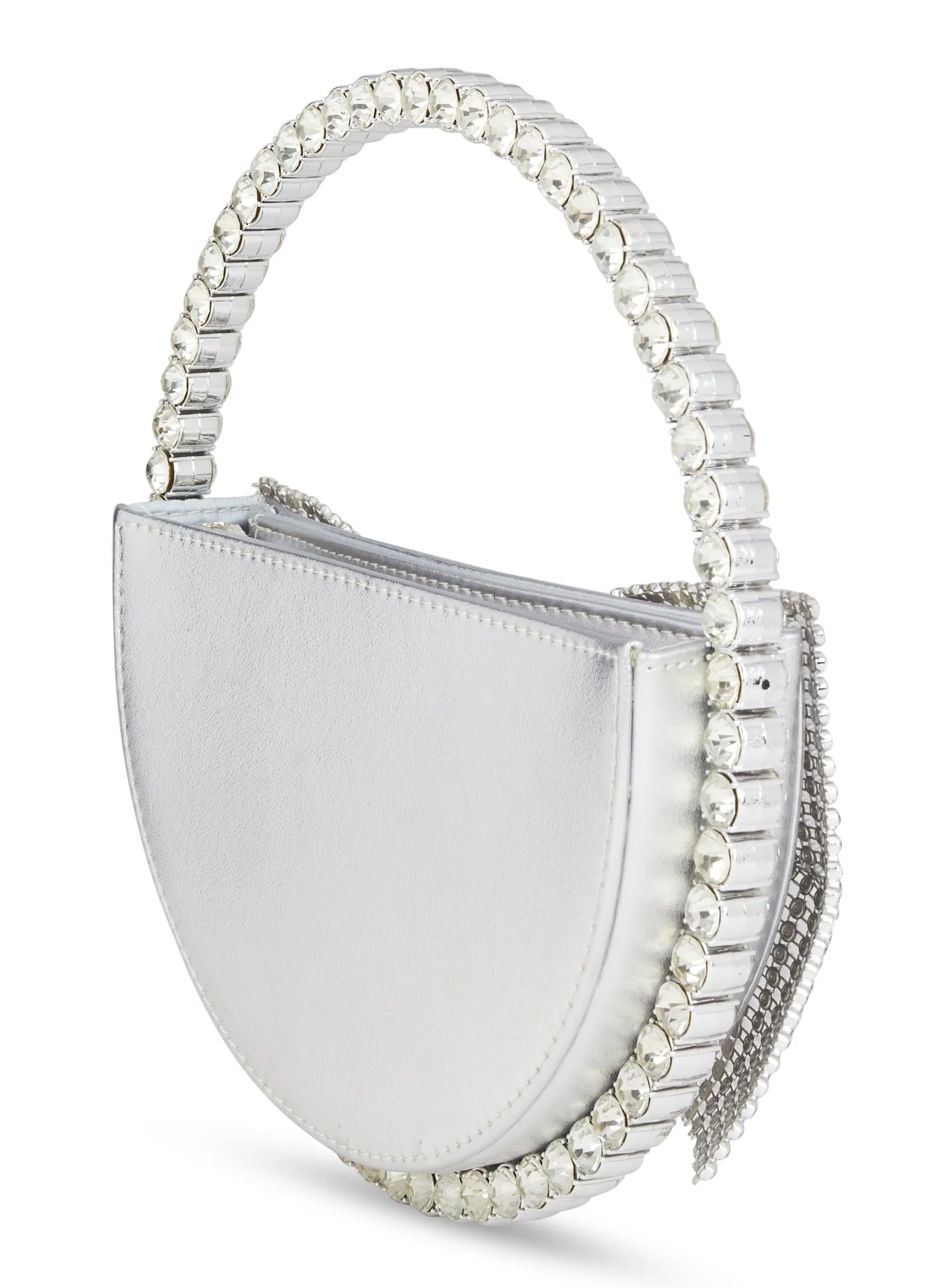 Bow Detail Rhinestone Handle Clutch