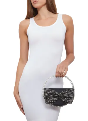 Bow Detail Rhinestone Handle Clutch