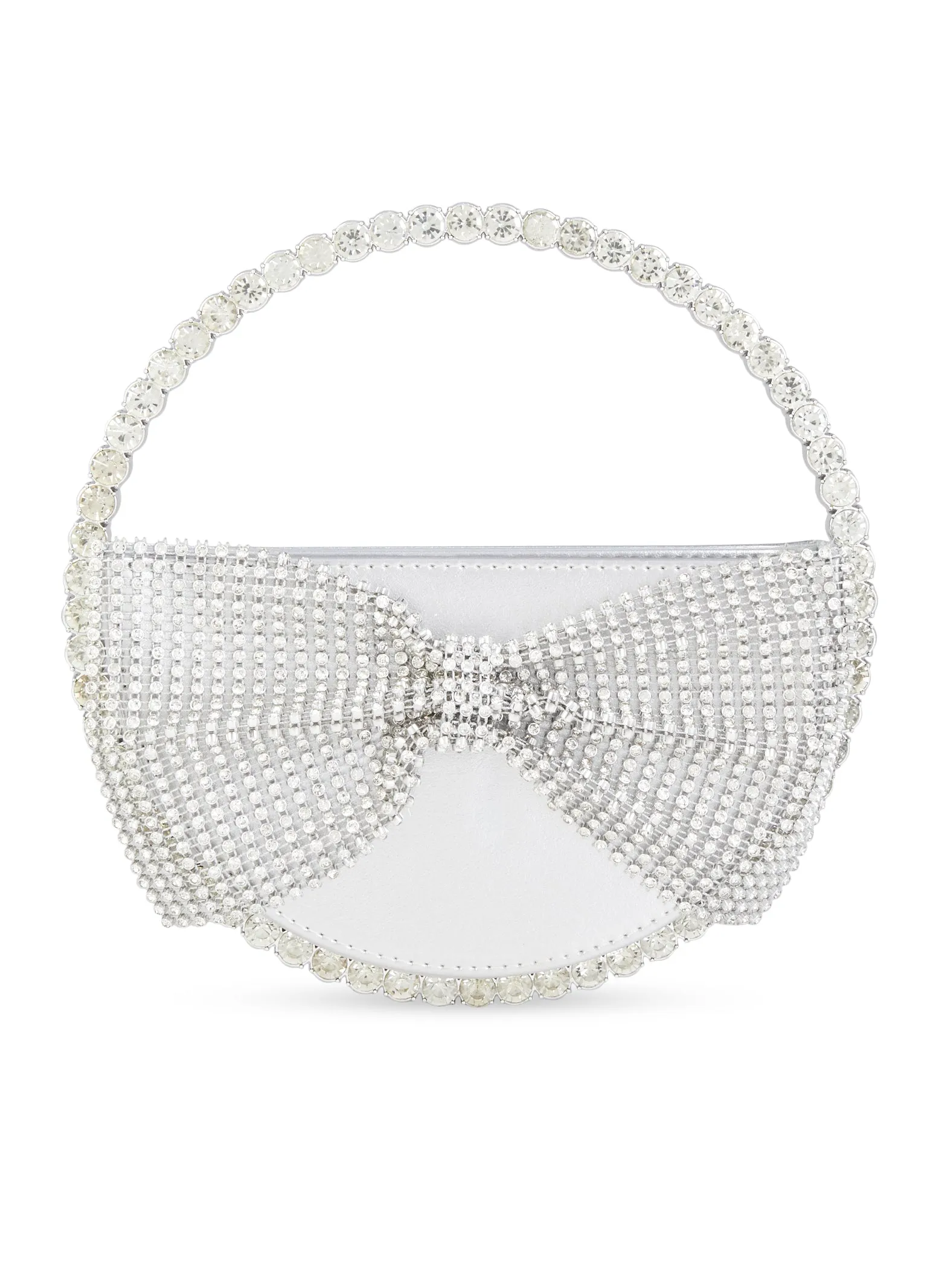 Bow Detail Rhinestone Handle Clutch