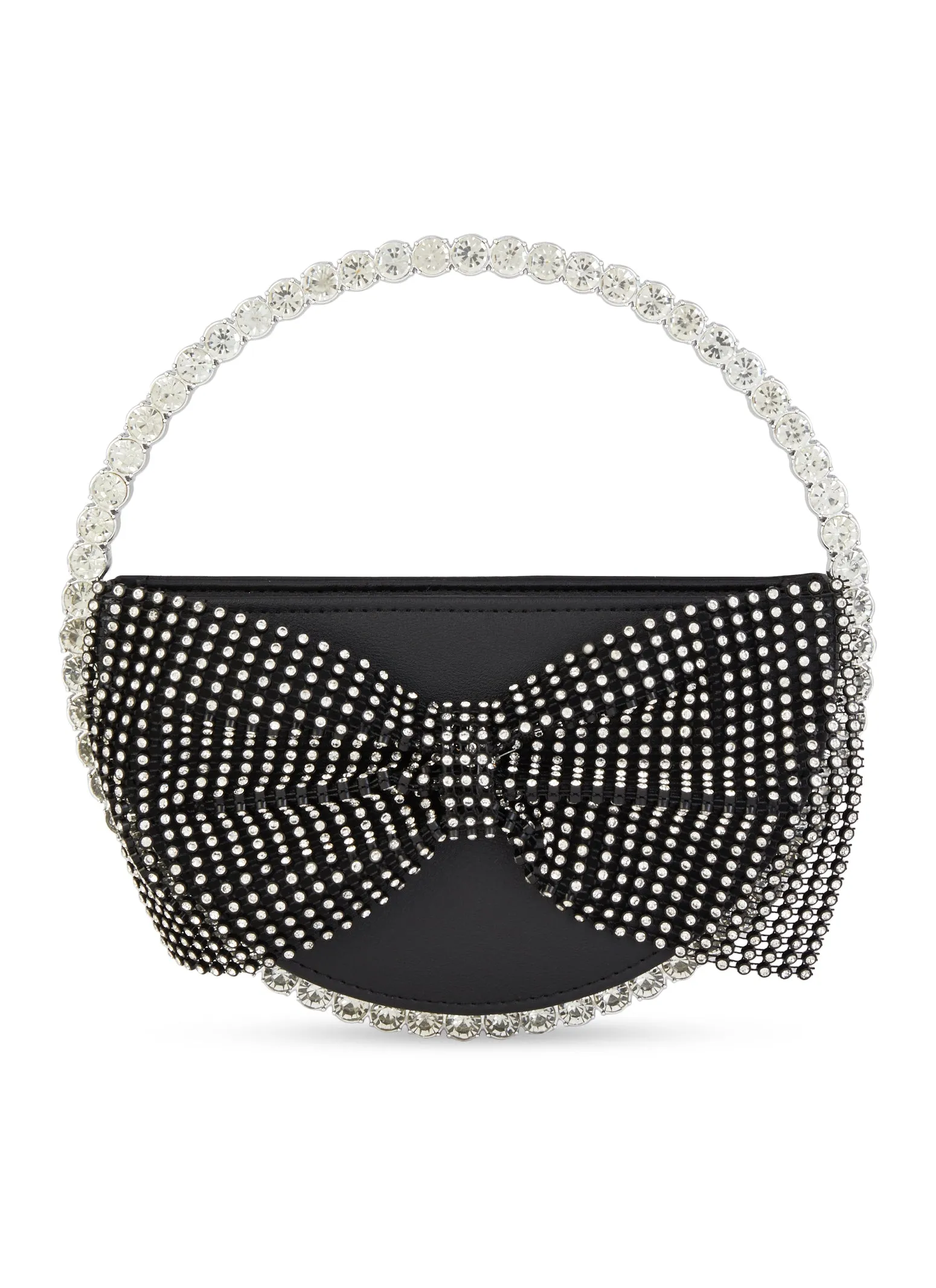 Bow Detail Rhinestone Handle Clutch