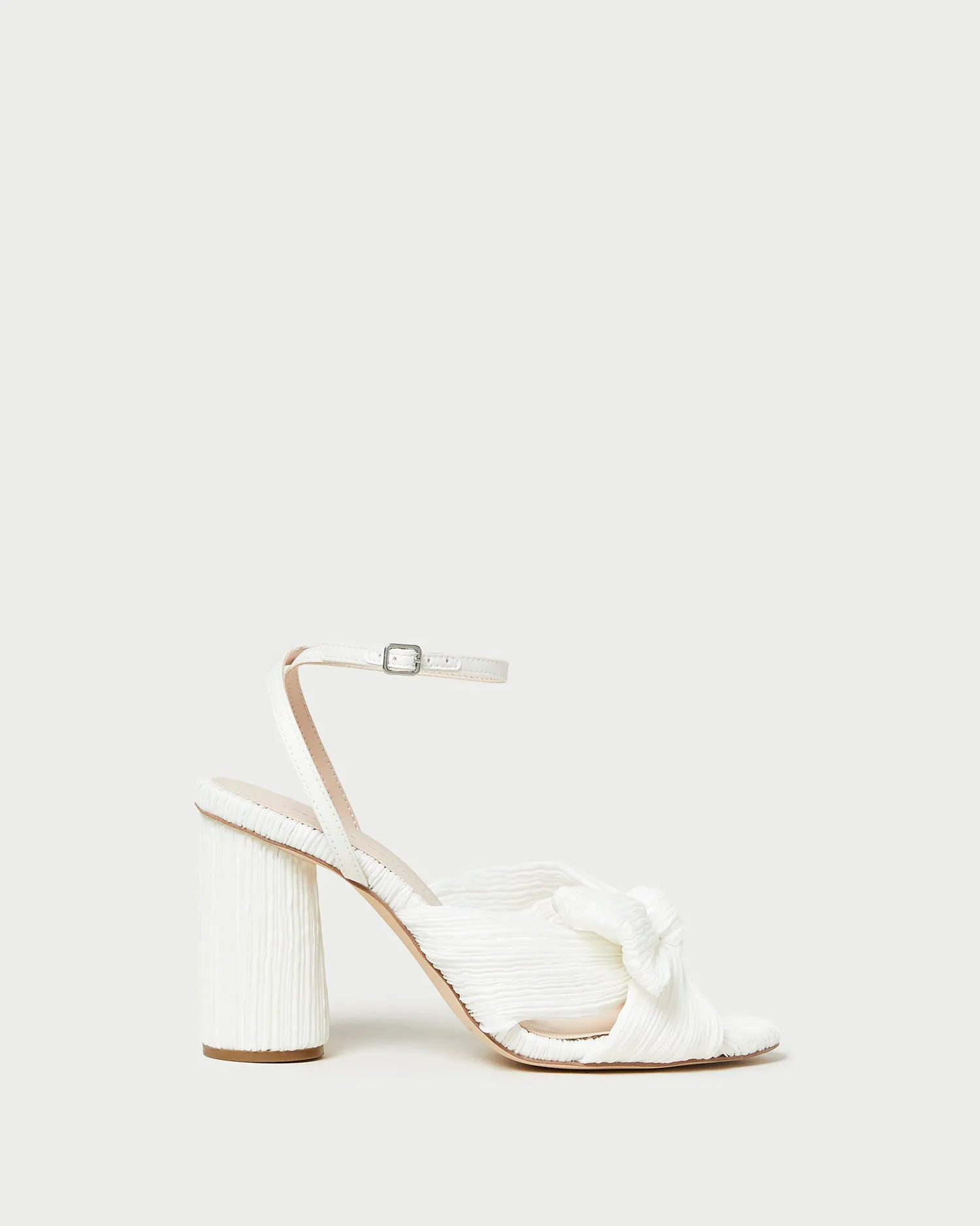 Camellia White Pleated Bow Heel