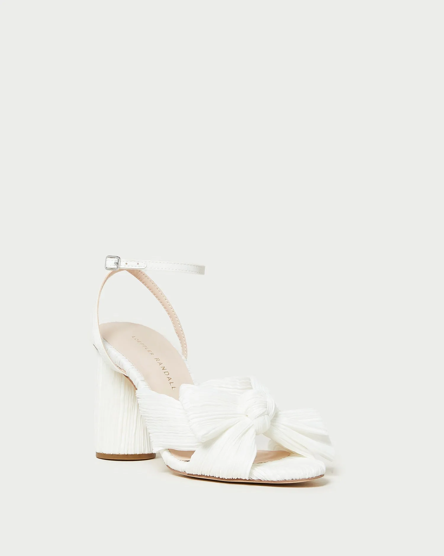 Camellia White Pleated Bow Heel