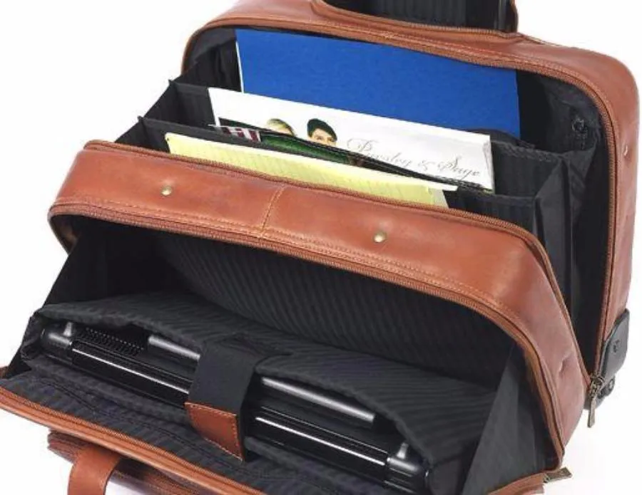 Claire Chase Rolling Leather Computer Brief Assorted Colors