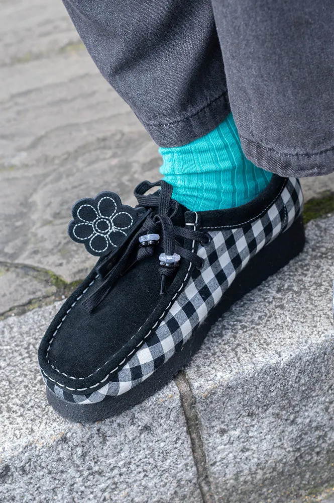 Clarks Wallabee Black and White Gigham