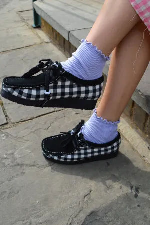 Clarks Wallabee Black and White Gigham