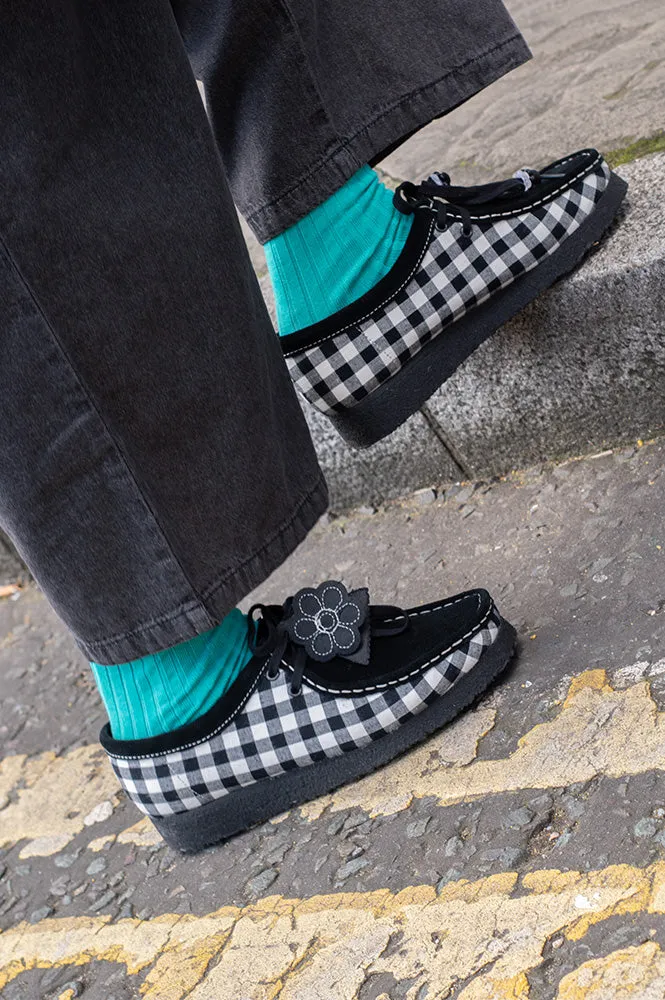 Clarks Wallabee Black and White Gigham