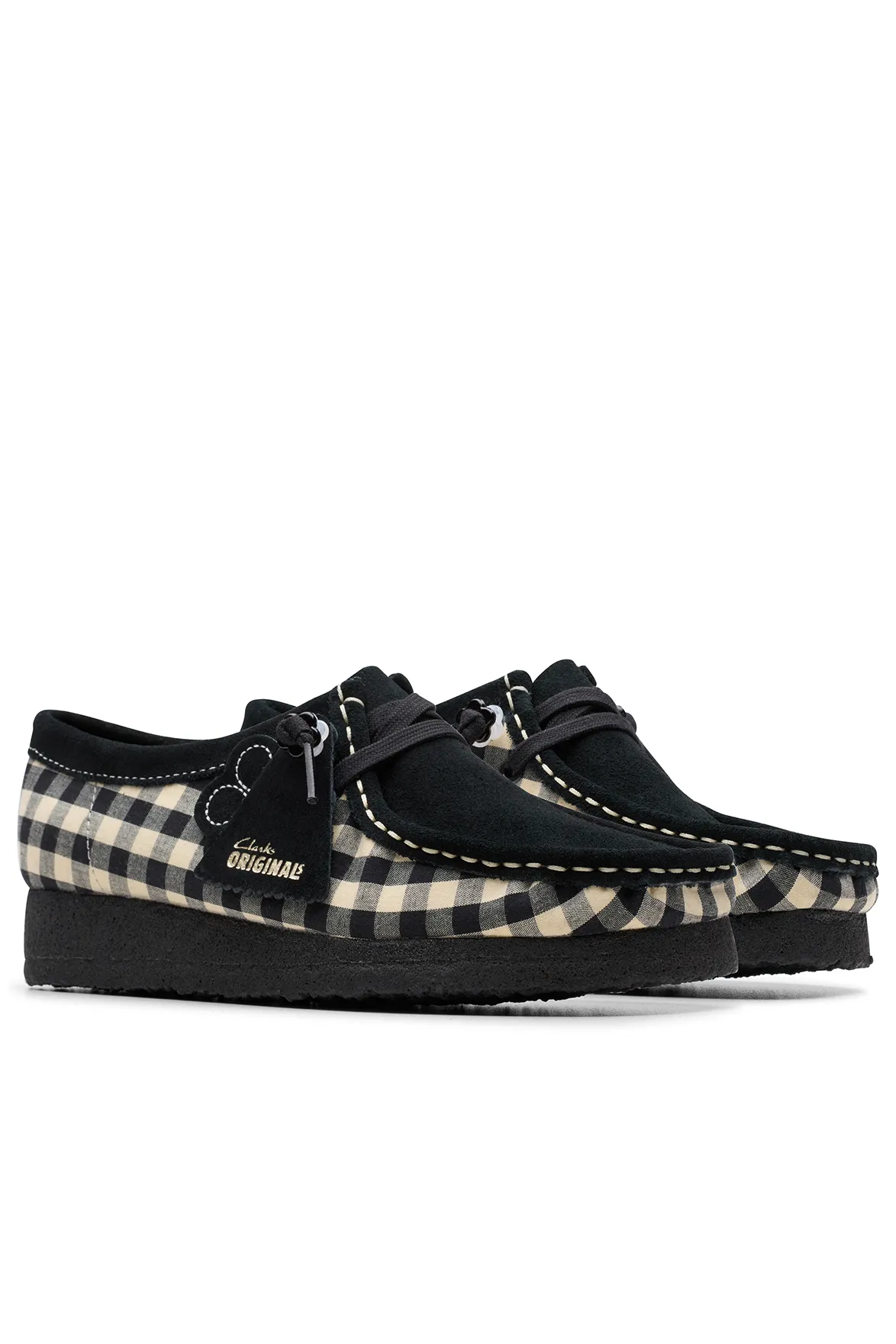 Clarks Wallabee Black and White Gigham
