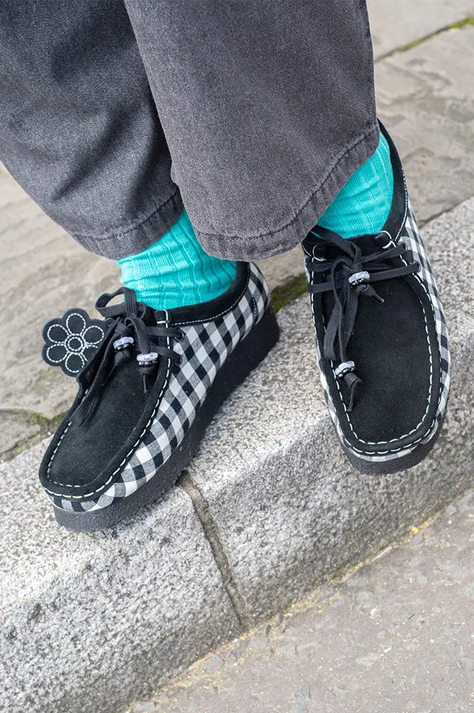 Clarks Wallabee Black and White Gigham