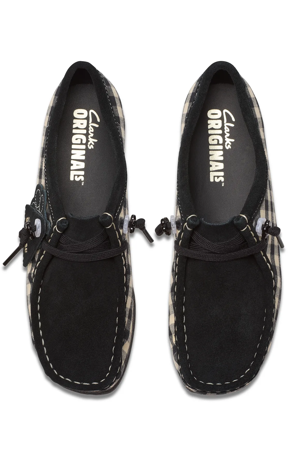 Clarks Wallabee Black and White Gigham