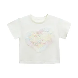 Cream Rainbow Heart Applique T-Shirt