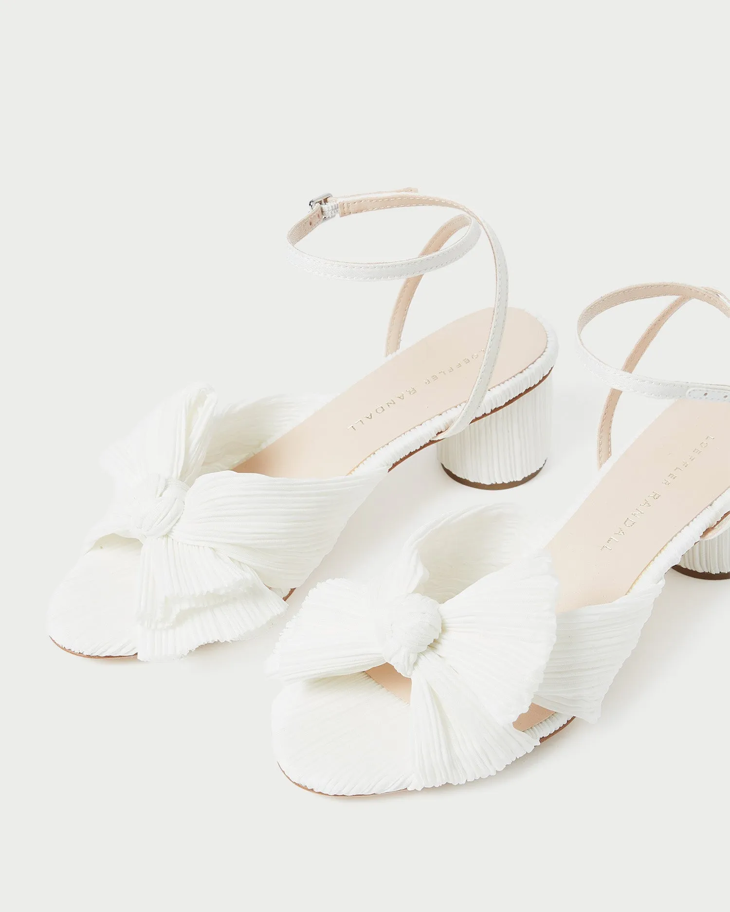 Dahlia White Pleated Bow Heel