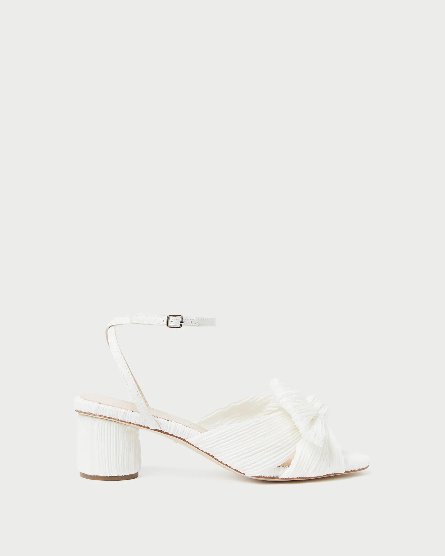 Dahlia White Pleated Bow Heel