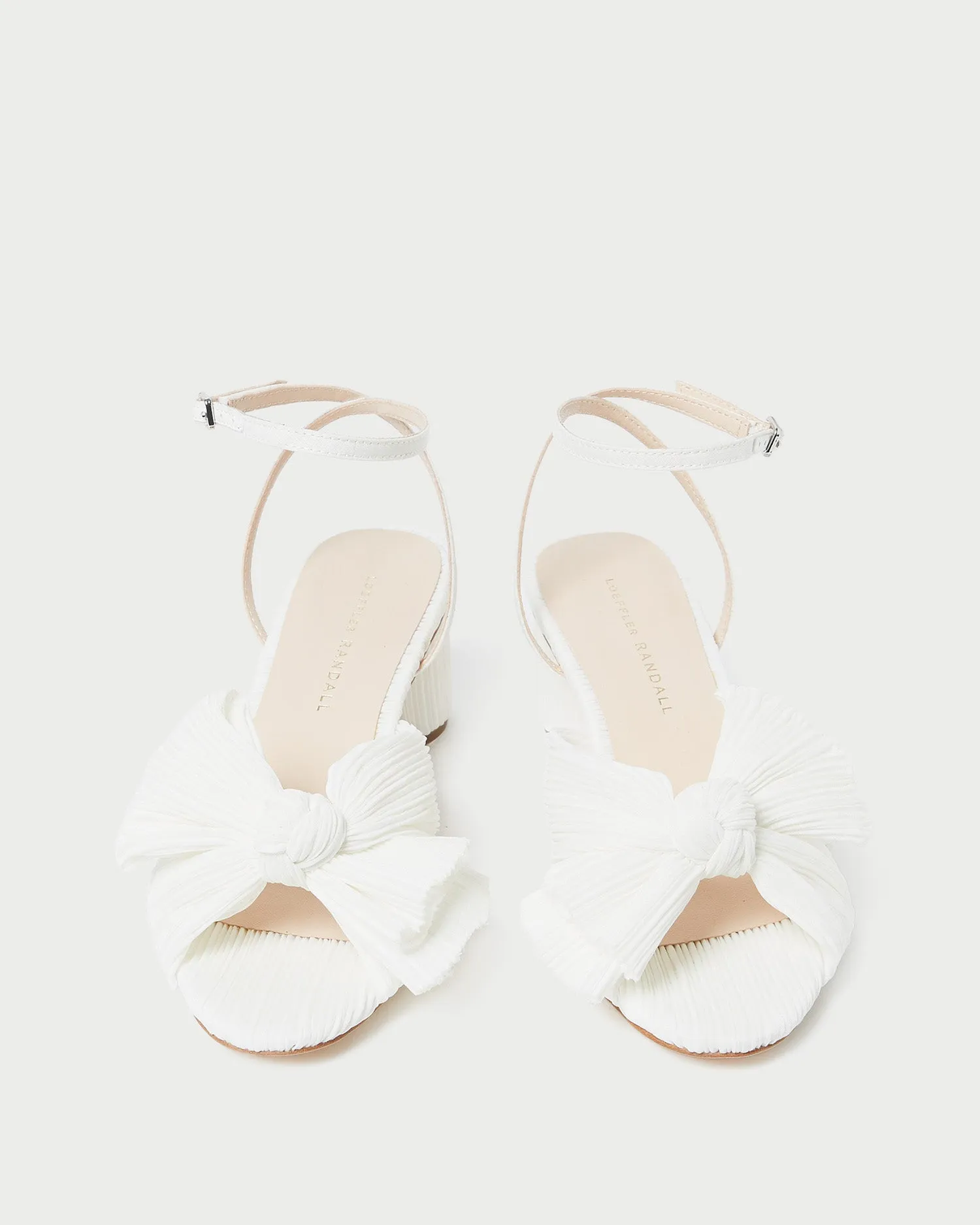 Dahlia White Pleated Bow Heel