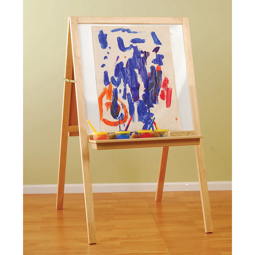 Deluxe Hardwood Classroom Easel | Chalkboard, Magnetic Whiteboard, and Storage Trays