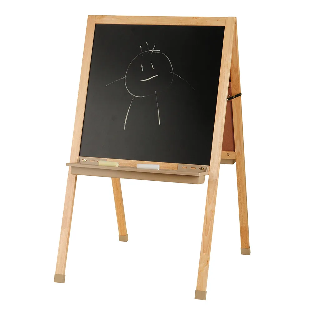 Deluxe Hardwood Classroom Easel | Chalkboard, Magnetic Whiteboard, and Storage Trays