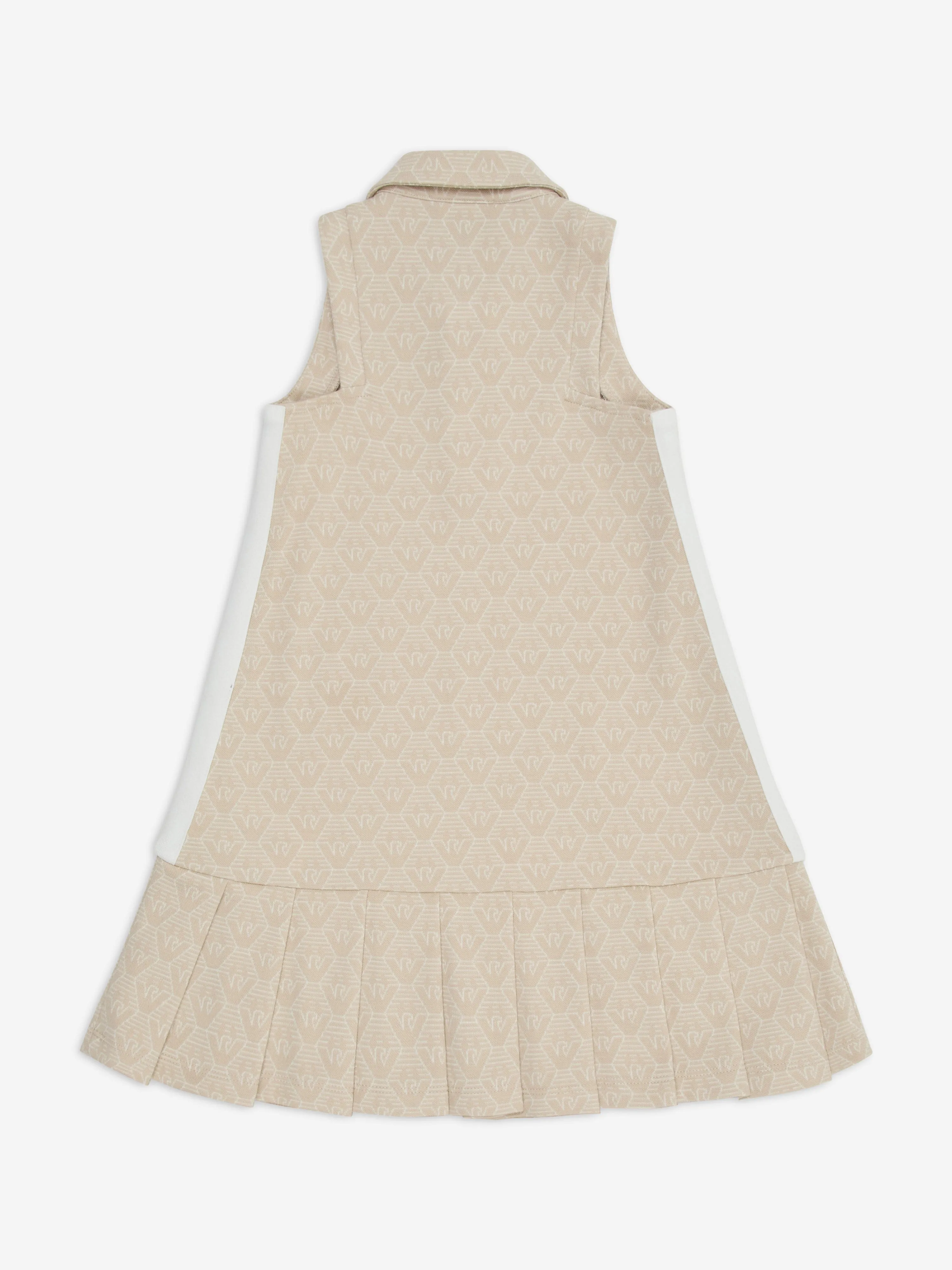 Emporio Armani Girls Half Zip Logo Dress in Beige