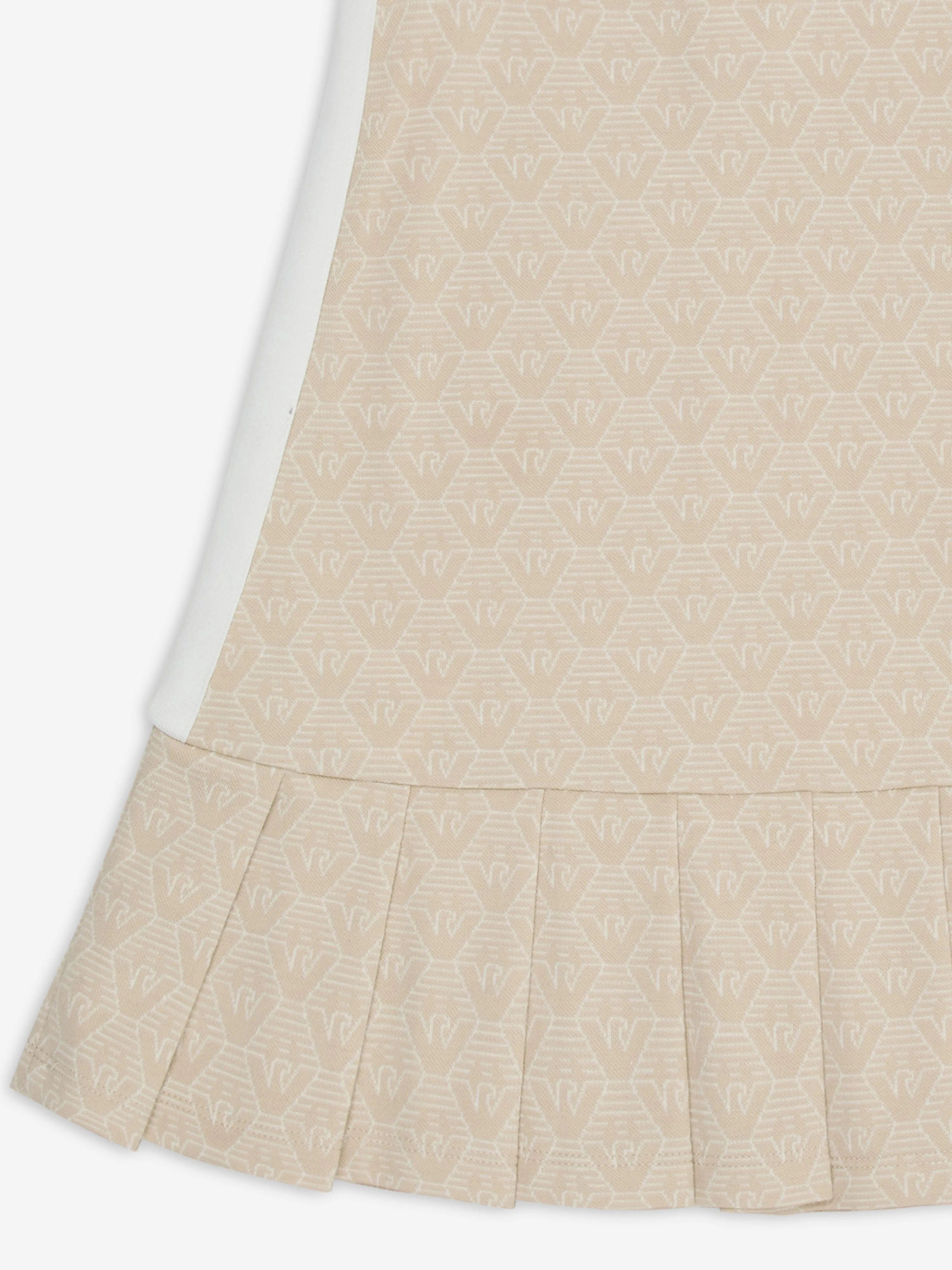 Emporio Armani Girls Half Zip Logo Dress in Beige