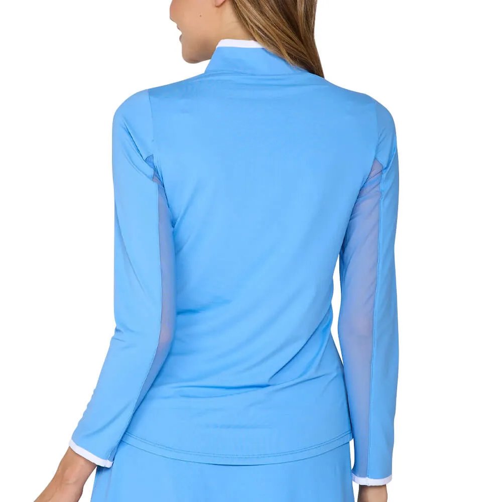G Lifestyle Color Block Trim Q Zip Golf Pullover Bright Peri/White - SS25 Women