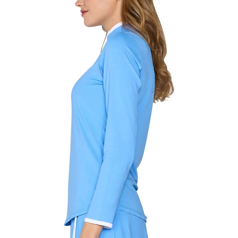 G Lifestyle Color Block Trim Q Zip Golf Pullover Bright Peri/White - SS25 Women