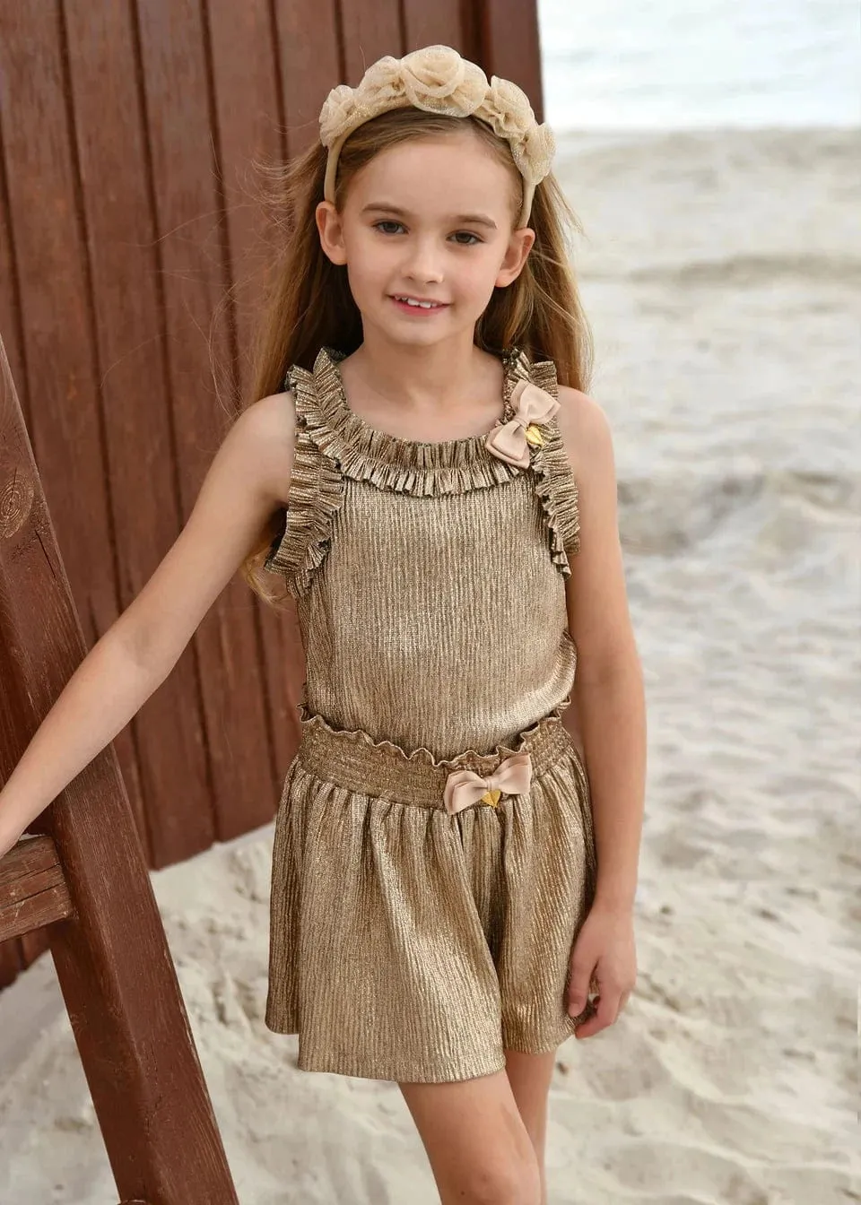 Girls Fortunate Top and Shorts Set in Gold