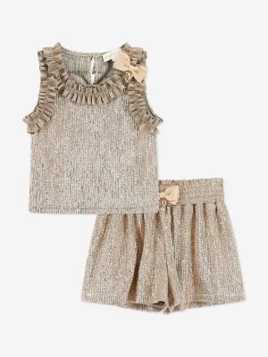 Girls Fortunate Top and Shorts Set in Gold