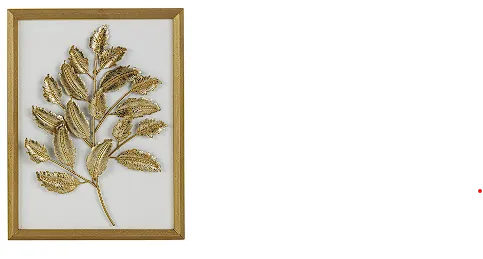 GOLD WOOD LEAF 3D WALL DECOR WITH BEVELED FRAME