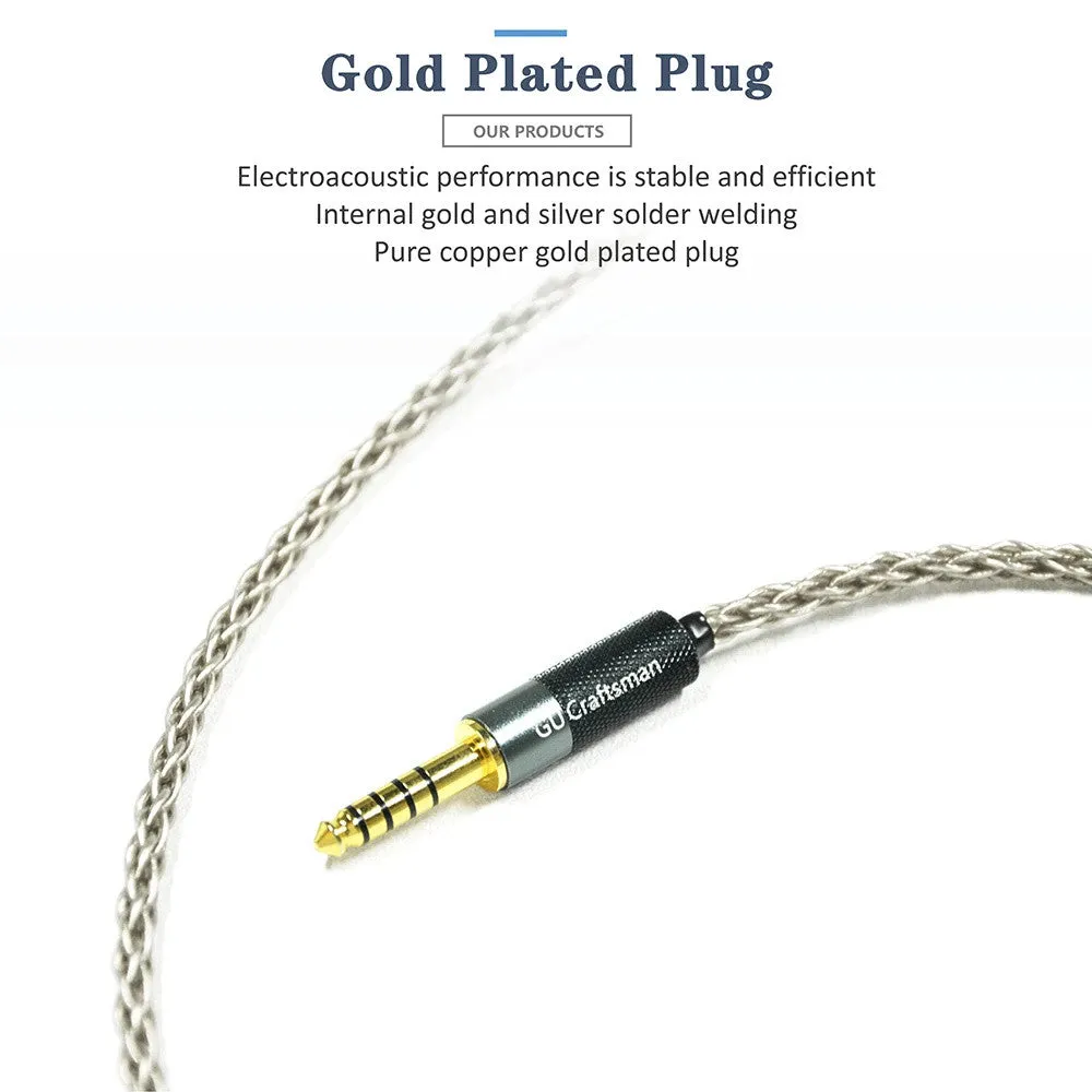 GUCraftsman 6N Silver For Sony 2.5MM/4.4MM Balance Dedicated Headphone Cable