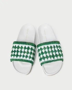 Henri Green/White Crochet Raffia Sandal