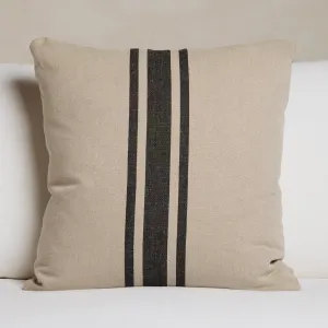 Indoor Striped Linen Euro Pillow 26 X 26 - Flax/Black Stripes