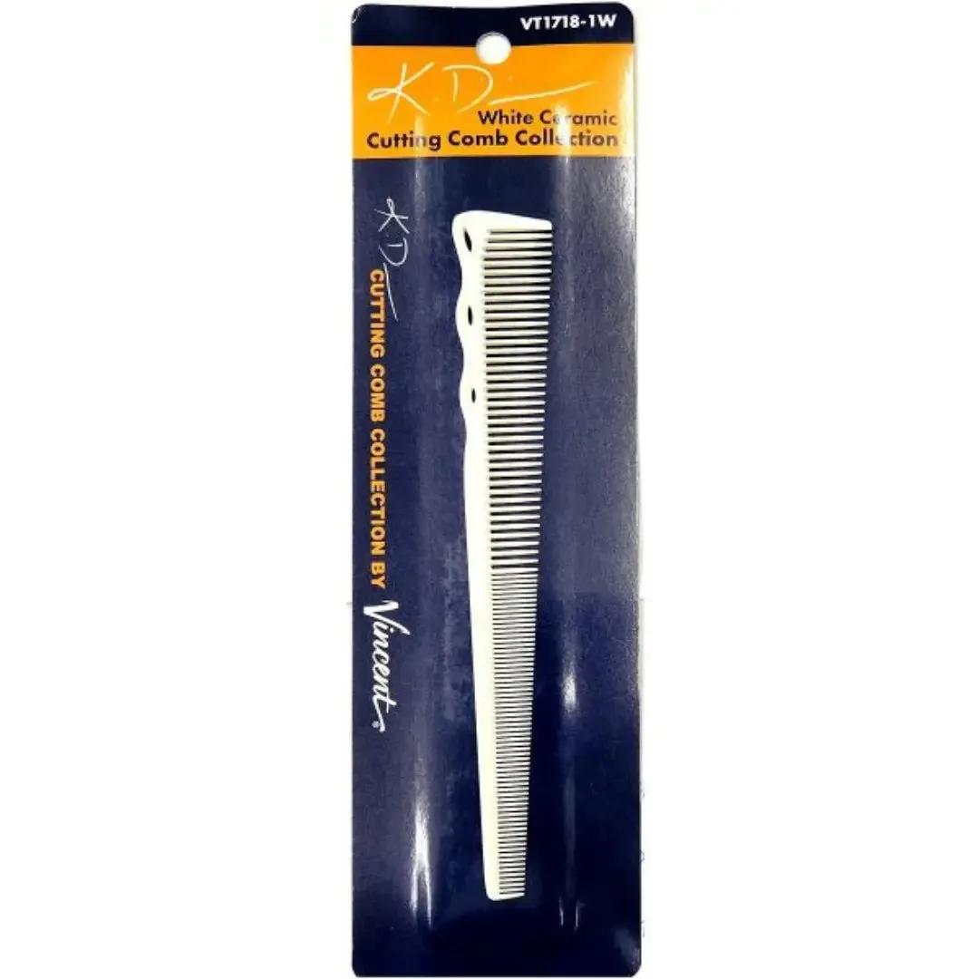KD Vincent White Ceramic Narrow Tapering Comb - 7
