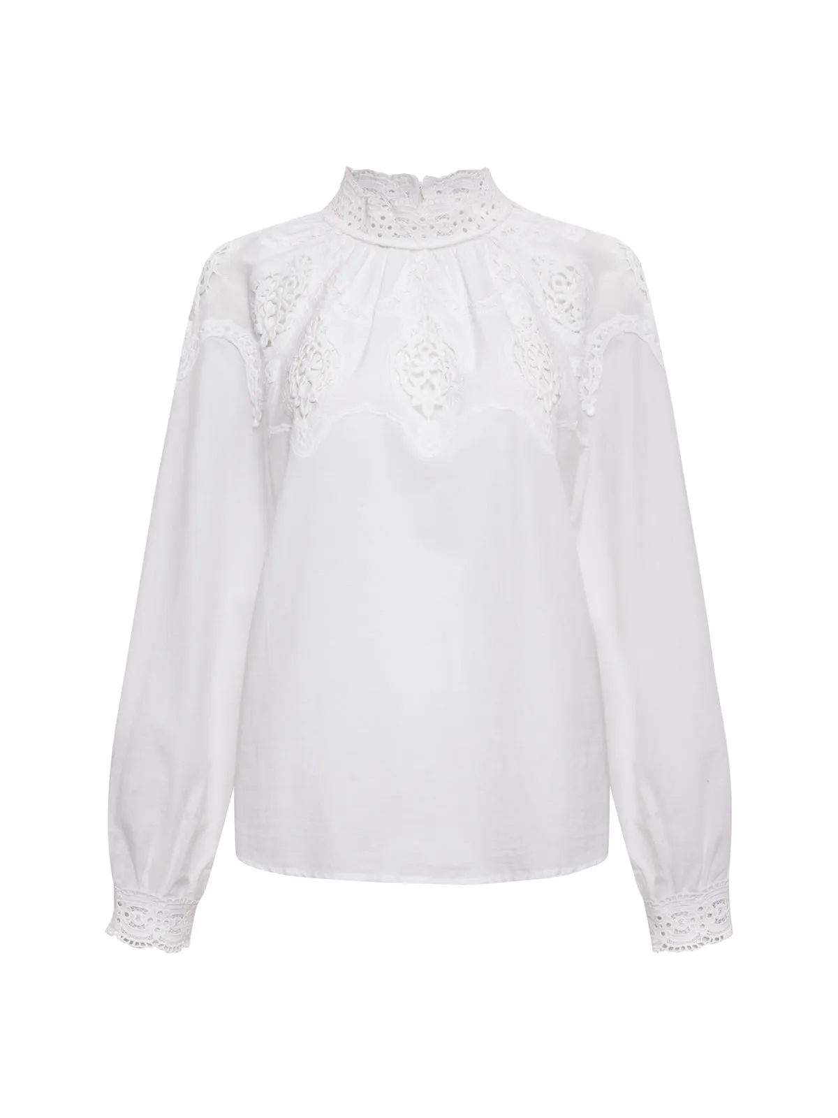 Lace Popover Blouse White