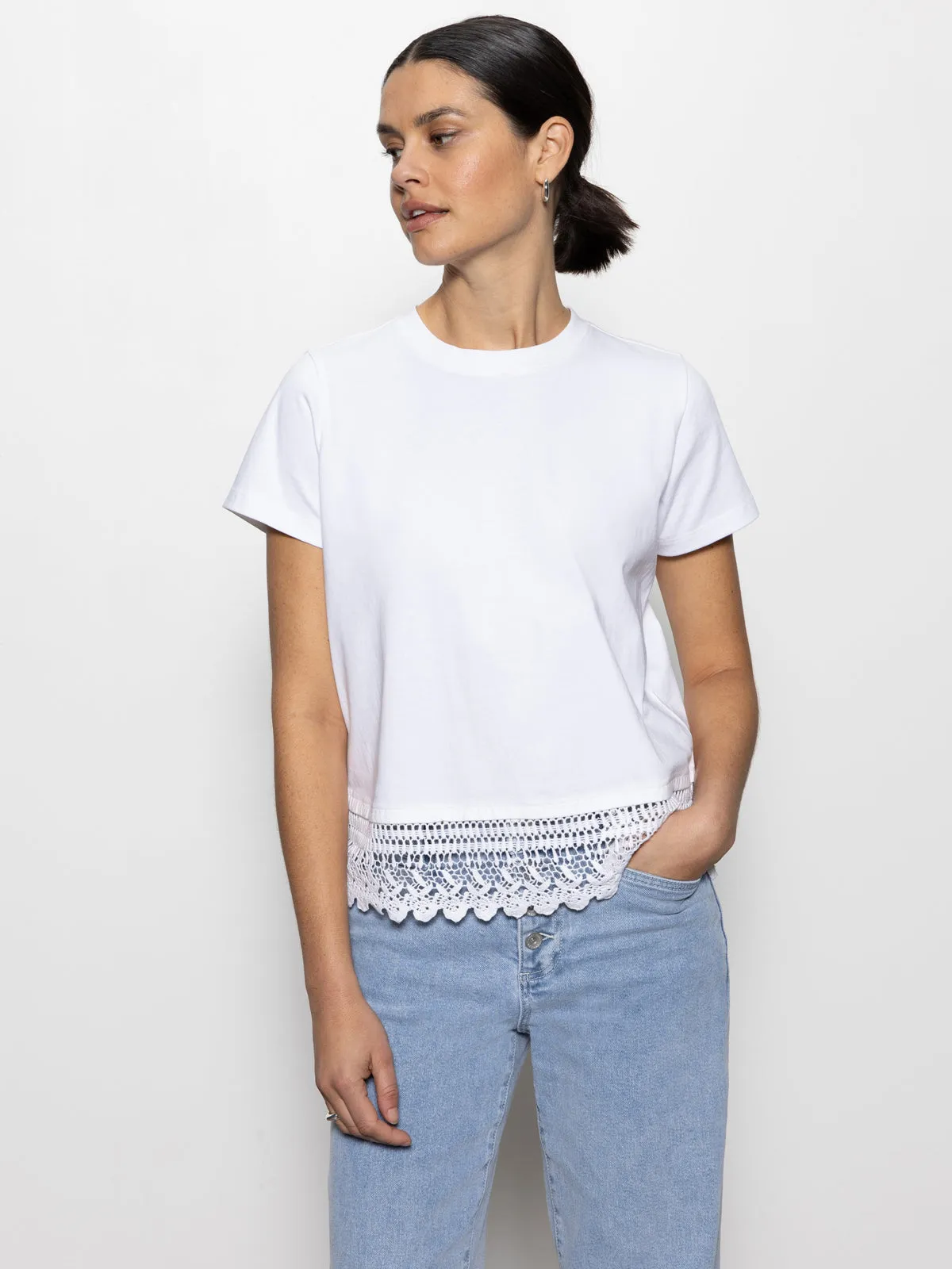 Lace Remix Perfect Tee White