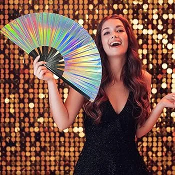 Large Iridescent Folding Fan - Choose Color