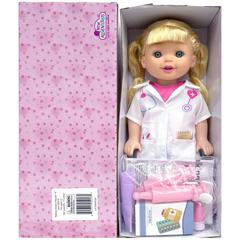Lil Tots Talking Doctor Playset - 14" Blonde Doll with Pink & White Outfit