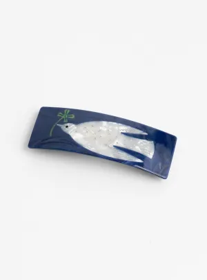 Lucky Dove French Barrette Navy and White