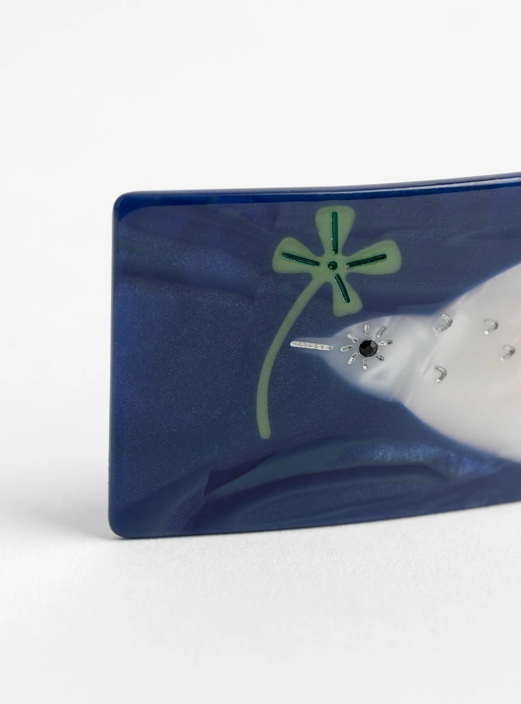 Lucky Dove French Barrette Navy and White
