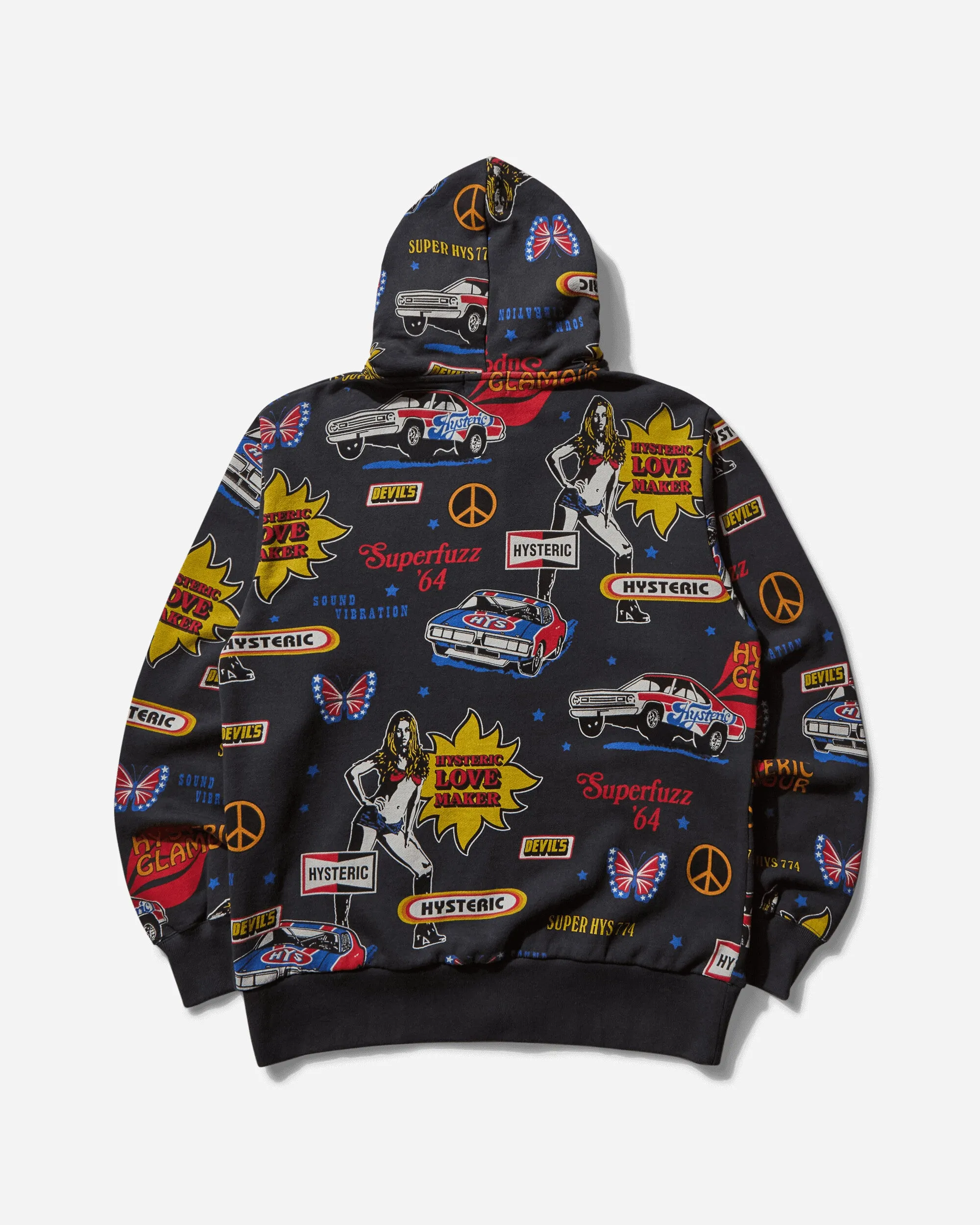 Men's Love Maker Pattern Zip Hoodie Black