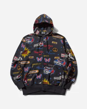 Men's Love Maker Pattern Zip Hoodie Black