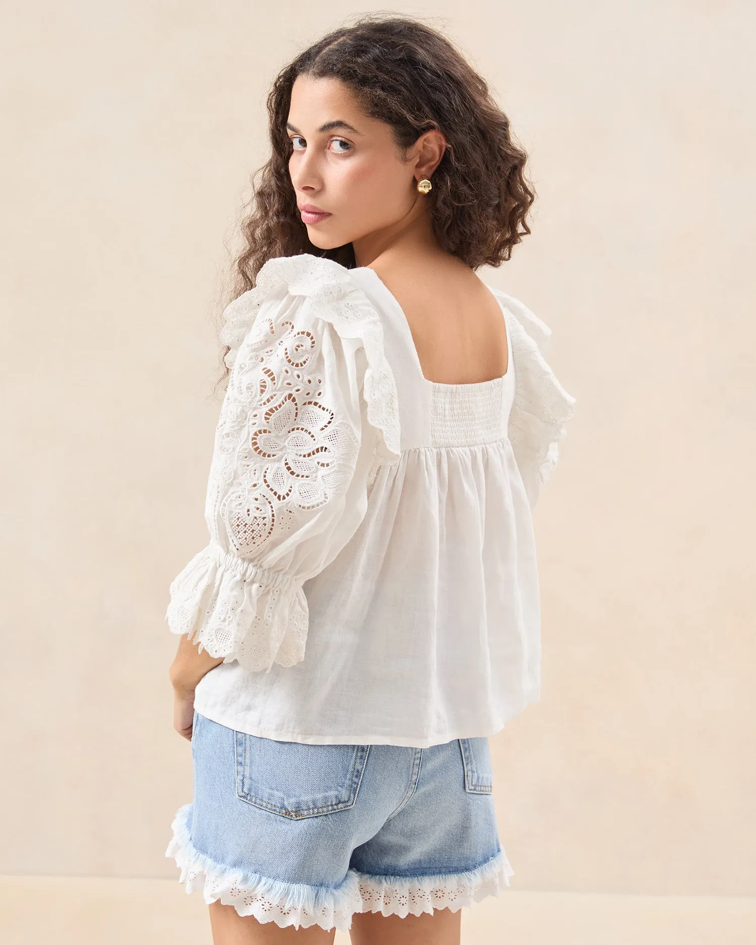 Penelope White Puff Sleeve Blouse