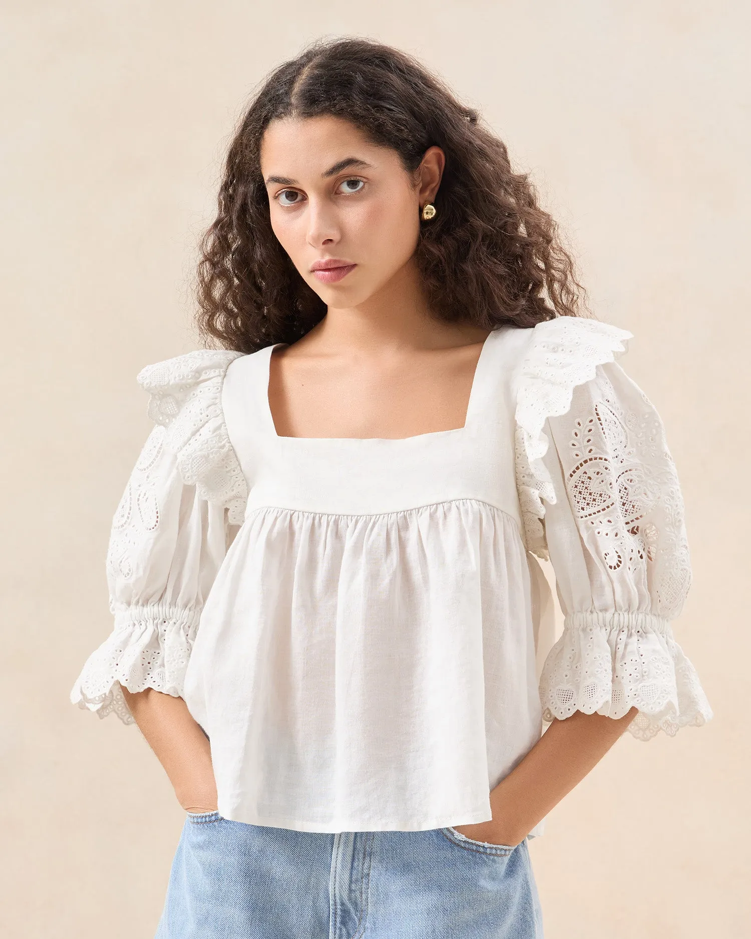 Penelope White Puff Sleeve Blouse